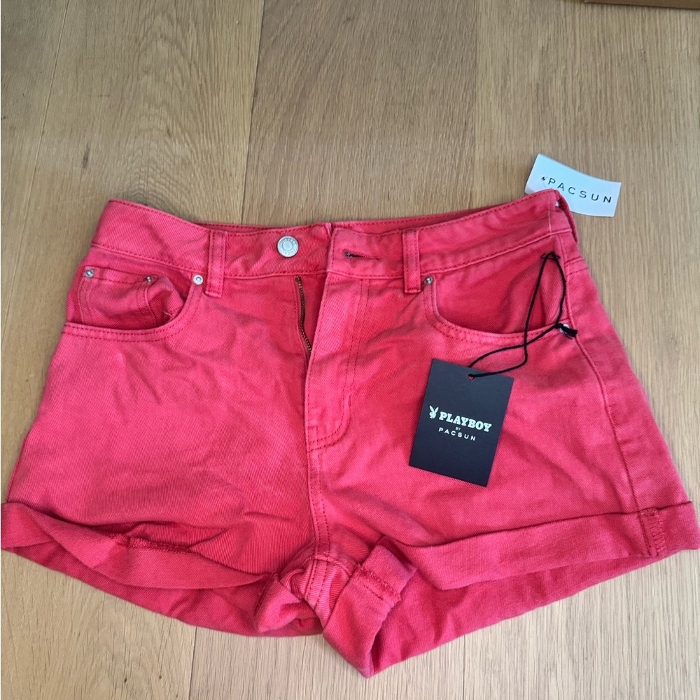 PacSun Playboy Red Jean Shorts